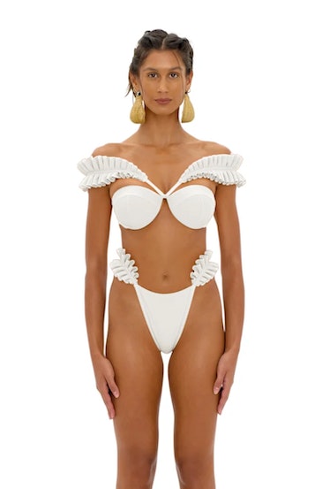 white balconette bikini